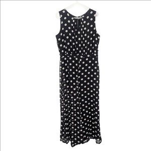 Julian Taylor Polka Dot Black White Size 14 Women's Jumpsuit Wide Leg